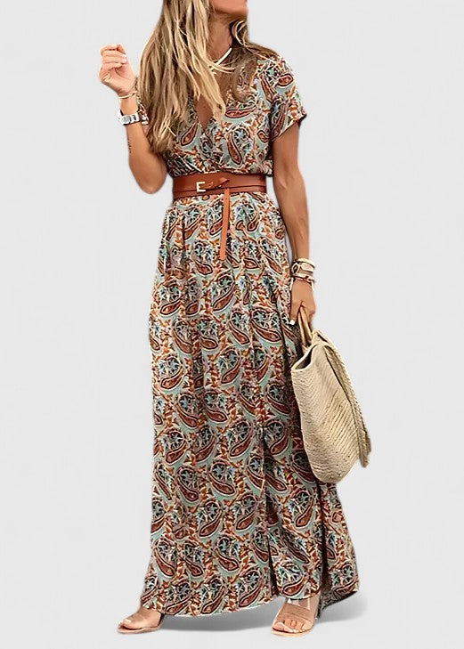 Spring Paisley Maxi Dress For Women