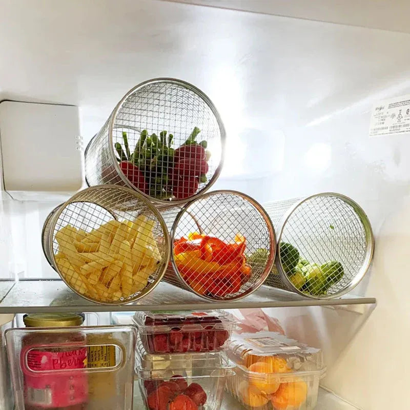 Stainless Steel Rolling Grill Basket for Vegetables, Meat & Seafood