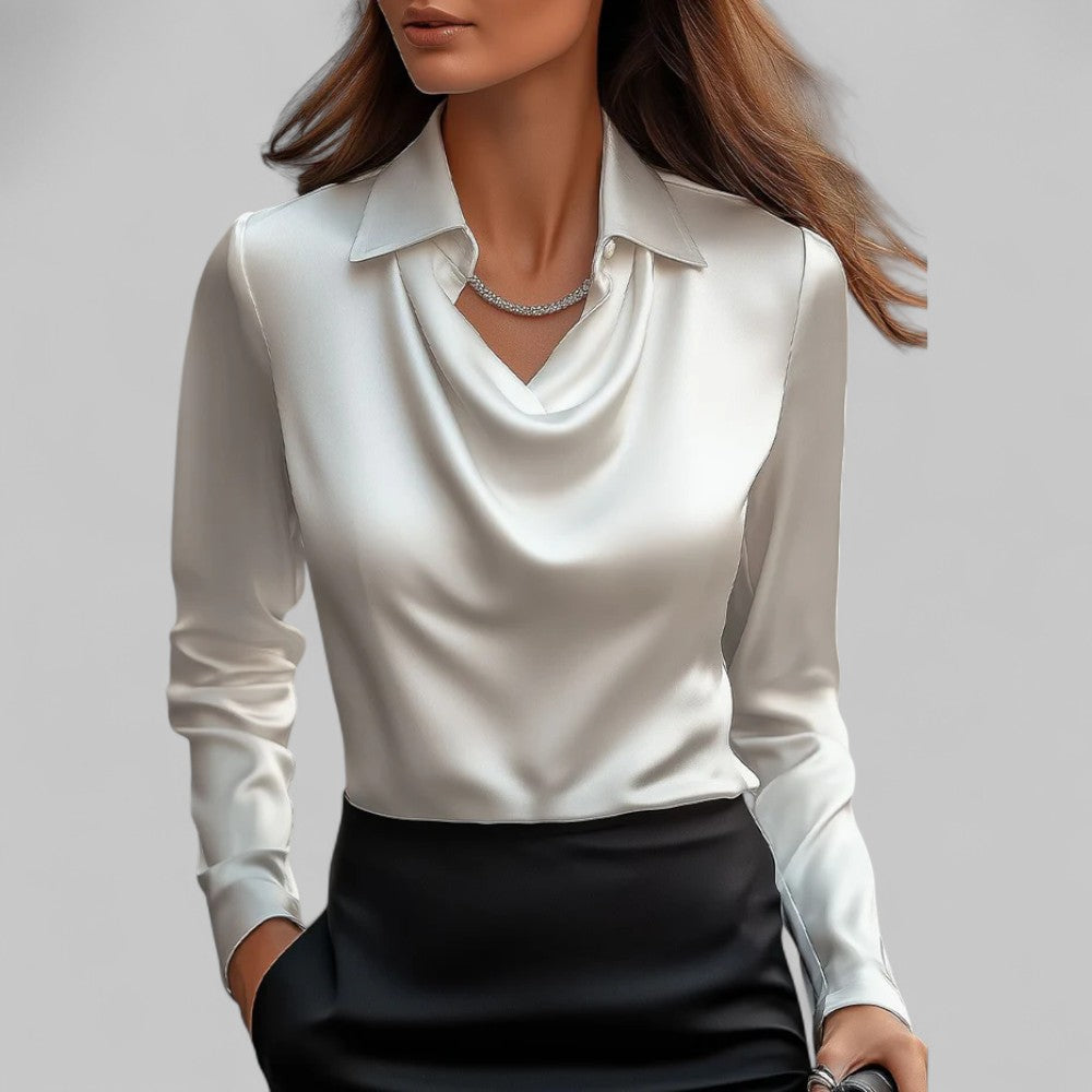 Draped Satin Collar Blouse