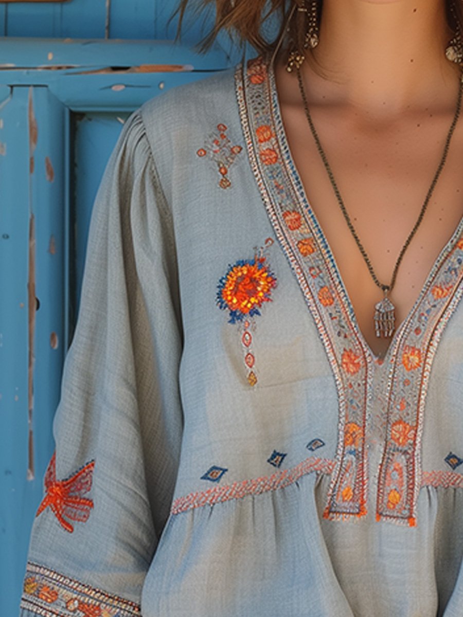 Kaitlyn | Women’s Summer Bohemian Embroidered Blouse