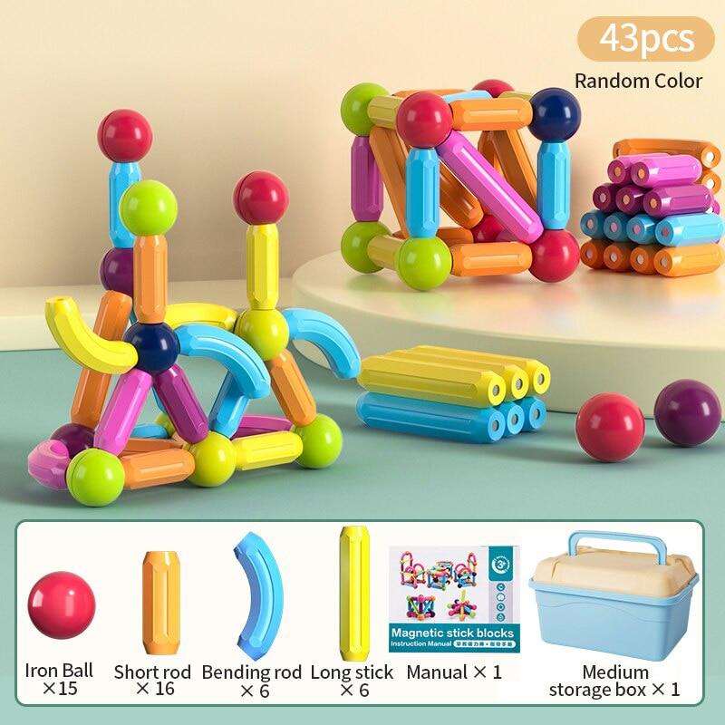 SuperBlock™ – Magnetic Ball & Rod Set for kids for creative & playful learning (42 pcs) [50% Discount]