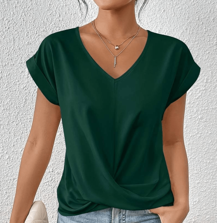 Slimming Twist Front V-Neck Top