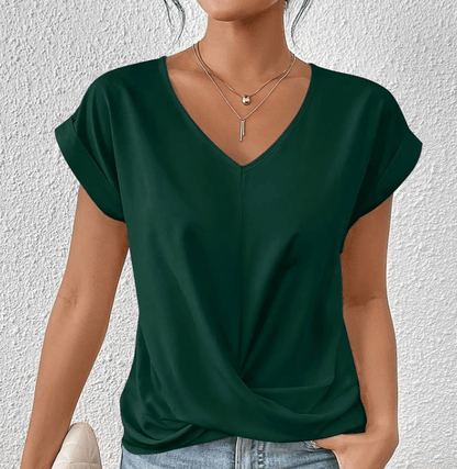 Slimming Twist Front V-Neck Top
