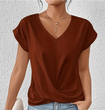 Slimming Twist Front V-Neck Top