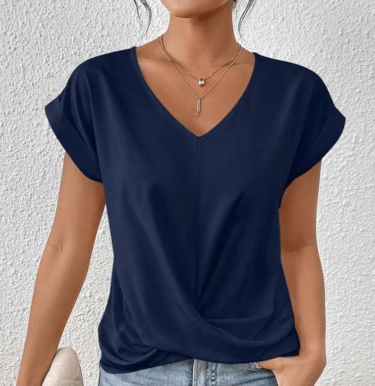 Slimming Twist Front V-Neck Top