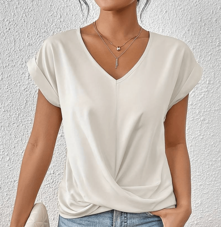 Slimming Twist Front V-Neck Top