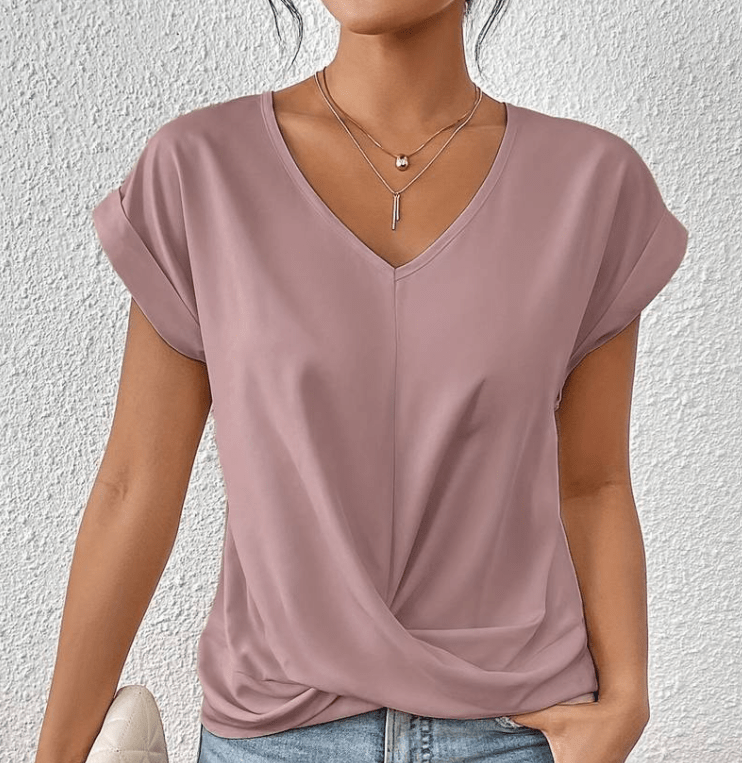 Slimming Twist Front V-Neck Top