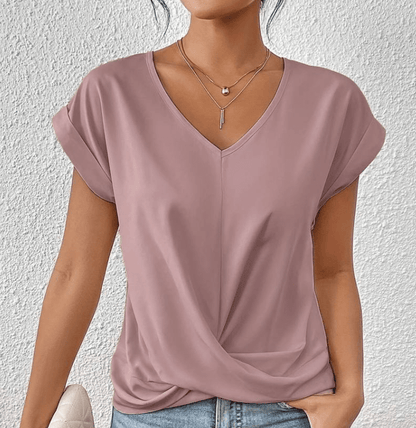 Slimming Twist Front V-Neck Top