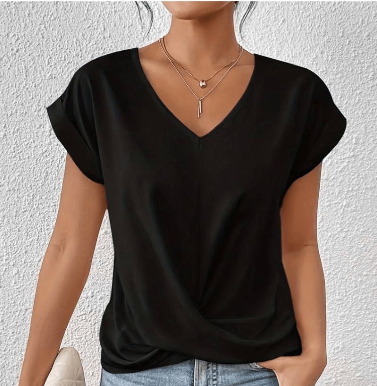Slimming Twist Front V-Neck Top