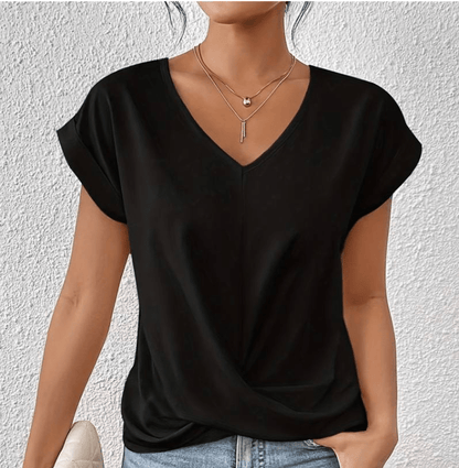 Slimming Twist Front V-Neck Top