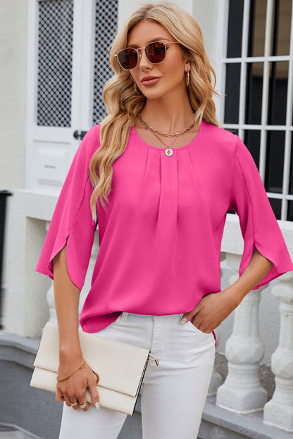 Elegant Blouse with Pleats and Petal Sleeves for Women