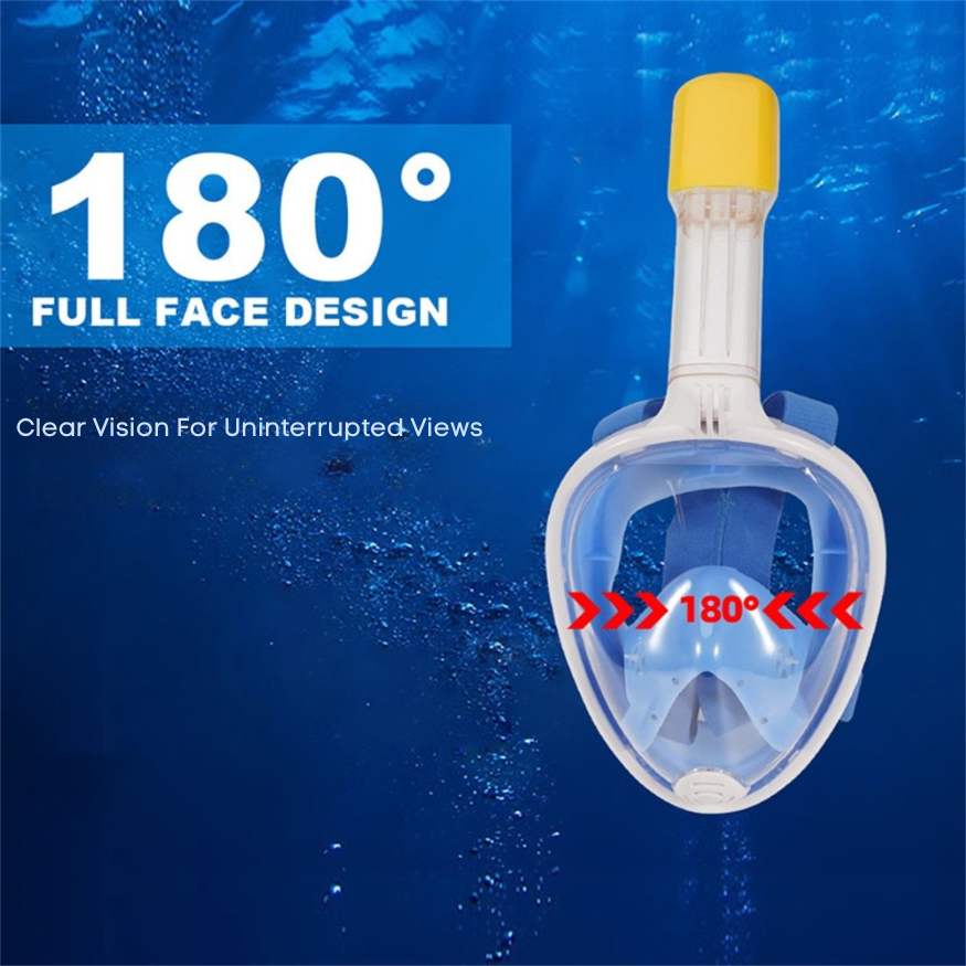 Full Face Snorkel Mask with Anti-Fog Tempered Glass for Diving and Swimming