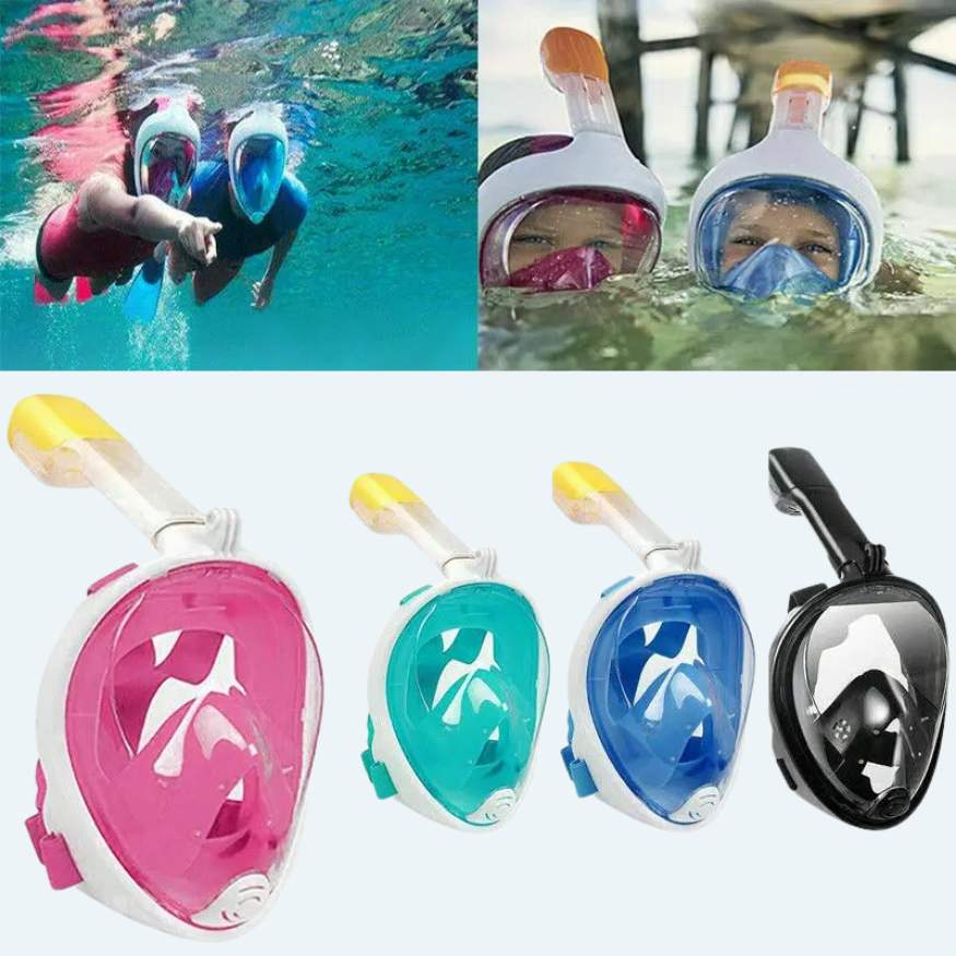 Full Face Snorkel Mask with Anti-Fog Tempered Glass for Diving and Swimming