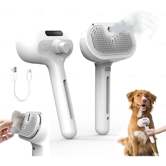 Soft Pet Grooming Brush with Water Spray for Dogs & Cats