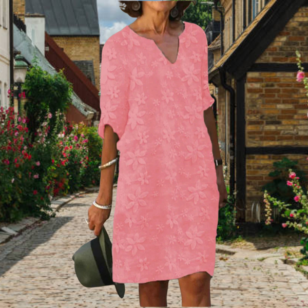 Floral Embroidered Midi Spring Dress