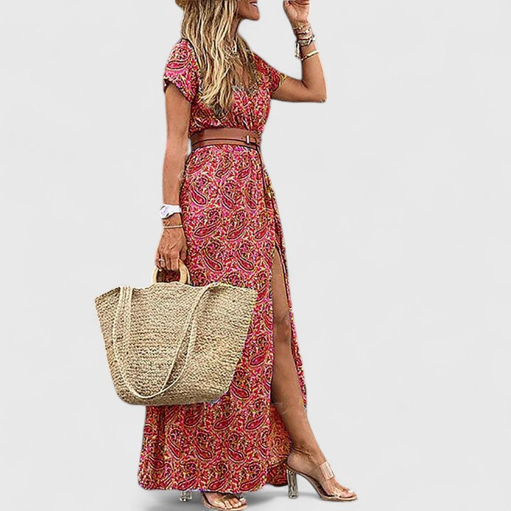 Spring Paisley Maxi Dress For Women
