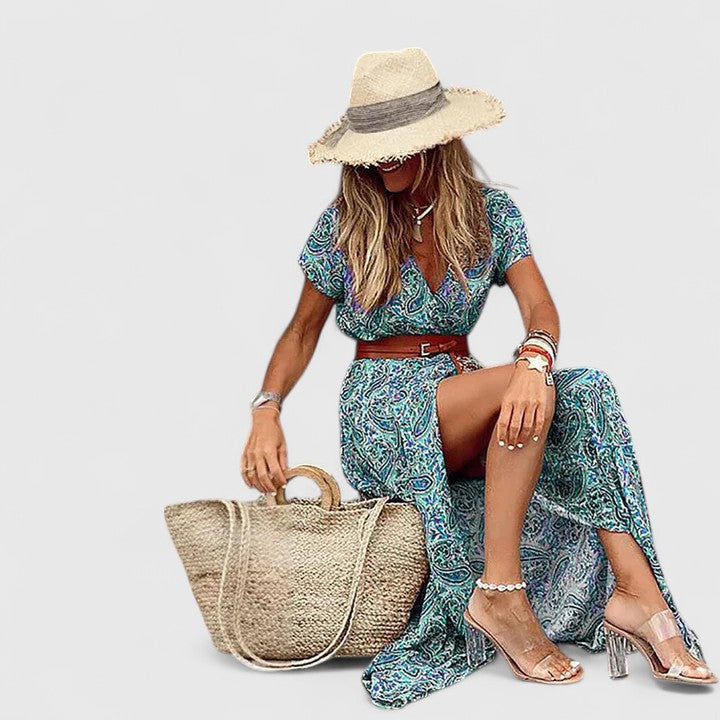 Spring Paisley Maxi Dress For Women