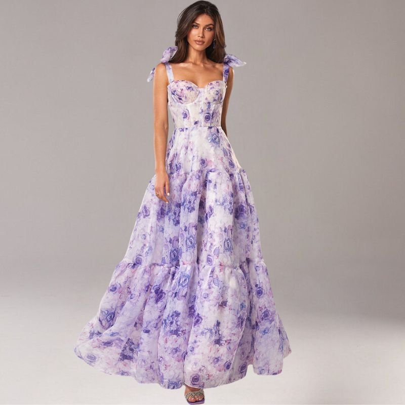 Floral Dress with Bow Details for Women