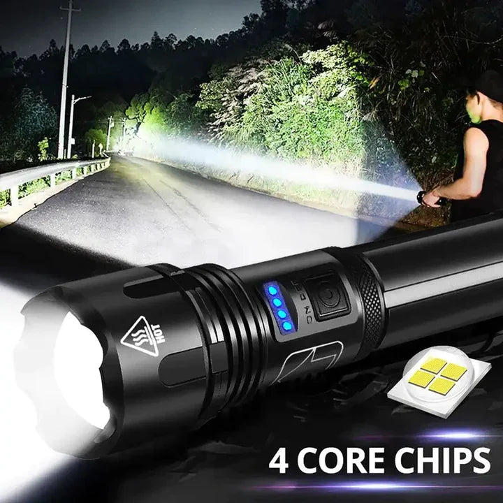 7000-Lumen Rechargeable LED Flashlight with Dual Lighting Modes