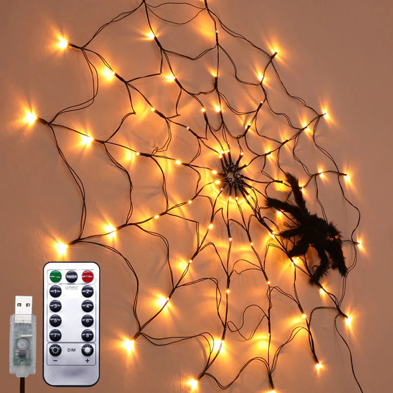 SpiderLight™ – Halloween Spider Web String Lights Decoration [50% Off]