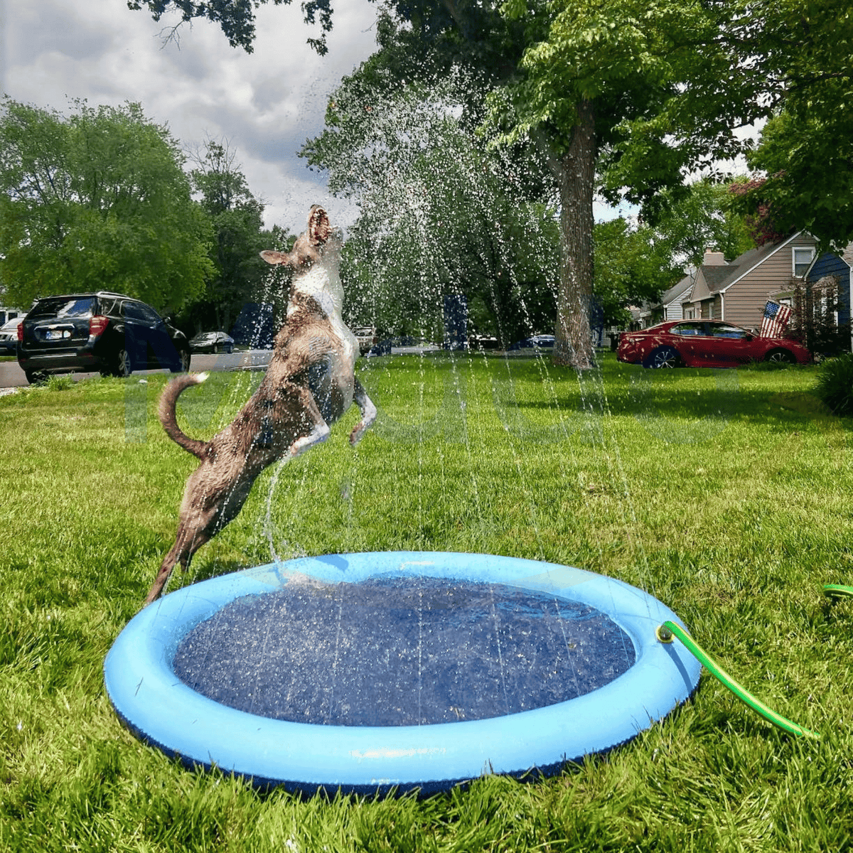 Water Play Mat for Kids & Pets – Splash Pad with Garden Hose Connection