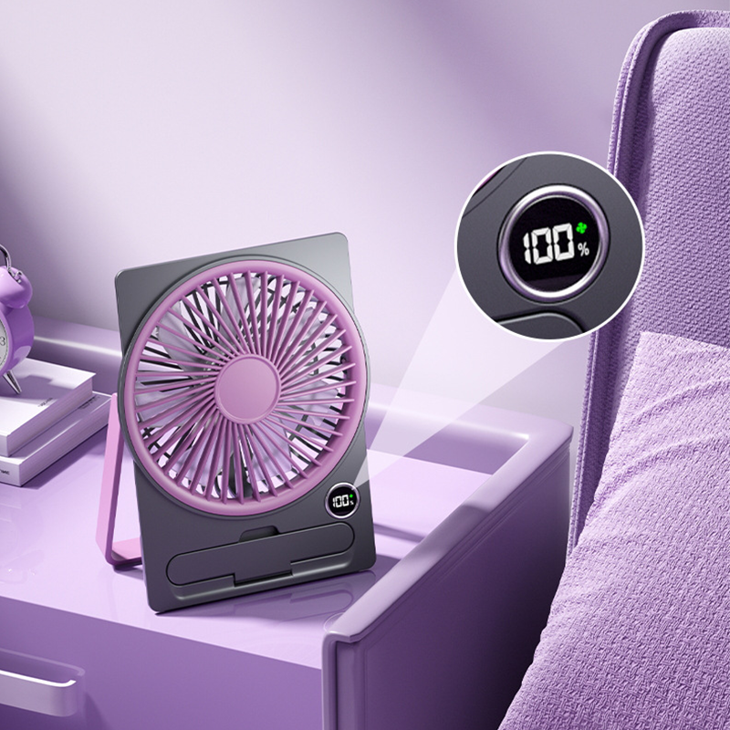 Portable Mini Fan Ultra-Flat Card Size with 6 Speeds & LCD Display