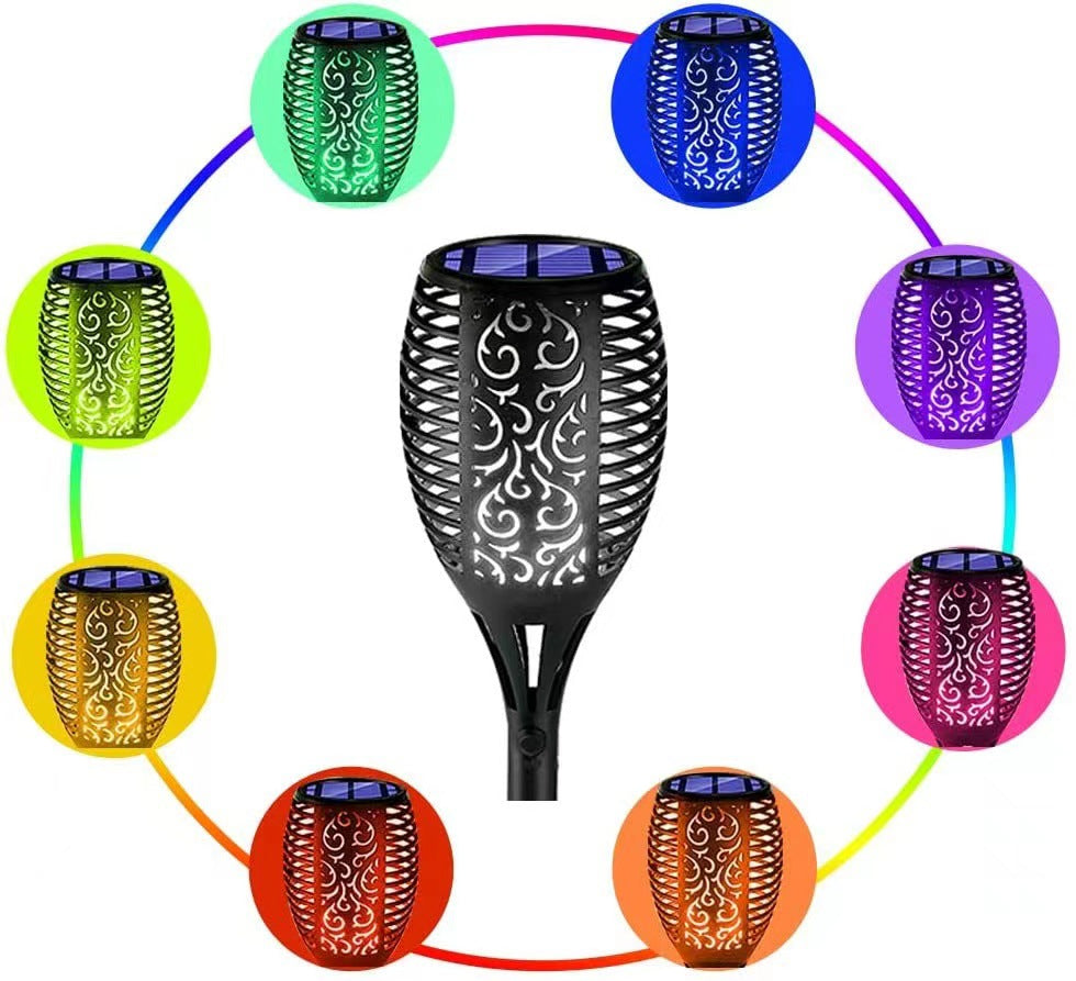Solar Torch Garden Lights with Warm Flickering Flame Effect