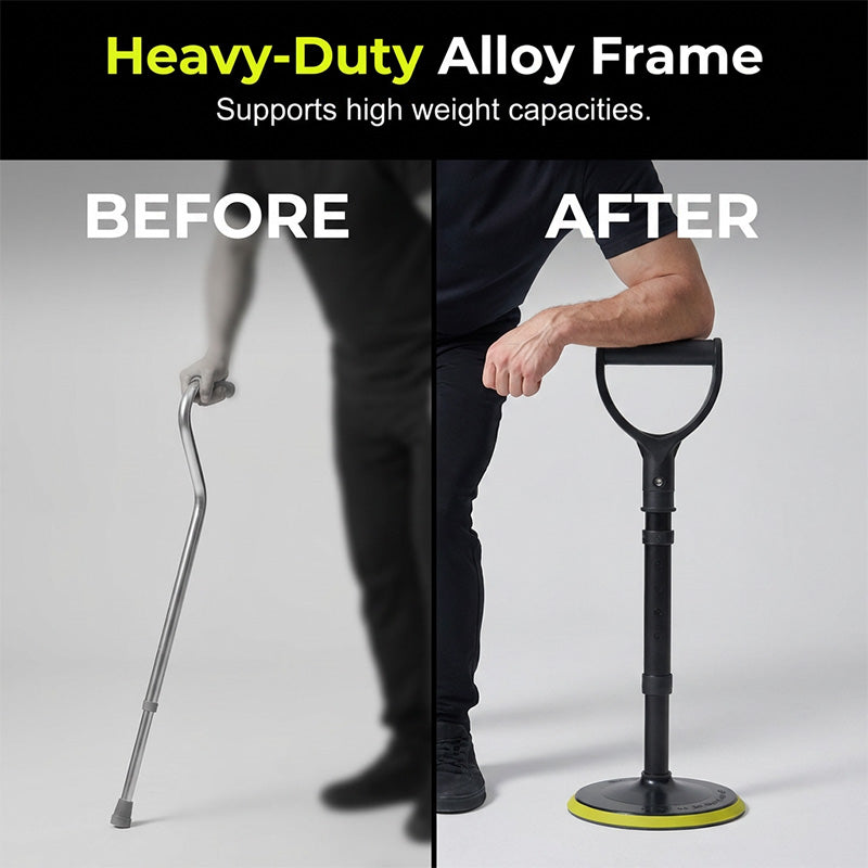 Adjustable Non-Slip Walking Stick with Wide Rubber Base & Ergonomic Handle