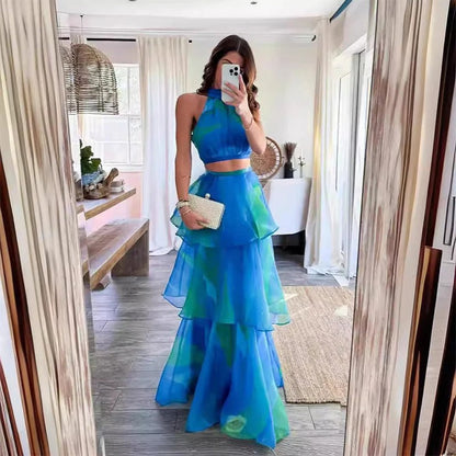 Chic Sleeveless Top and Layered Skirt Set for Women