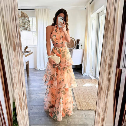 Chic Sleeveless Top and Layered Skirt Set for Women