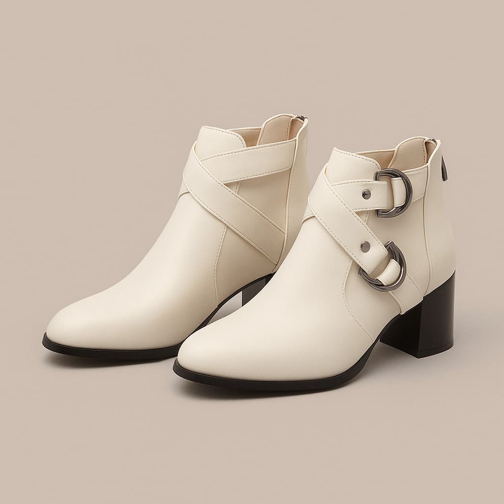 Women’s Heeled Ankle Boots with Buckle Strap