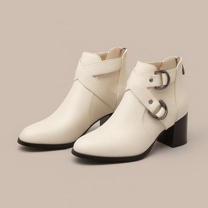 Women’s Heeled Ankle Boots with Buckle Strap