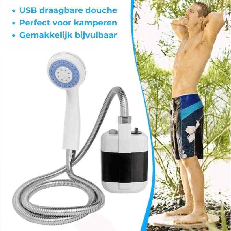 Portable Outdoor Shower with Rechargeable Pump – 2.2L Tank for Camping & Hiking