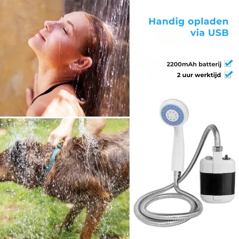 Portable Outdoor Shower with Rechargeable Pump – 2.2L Tank for Camping & Hiking