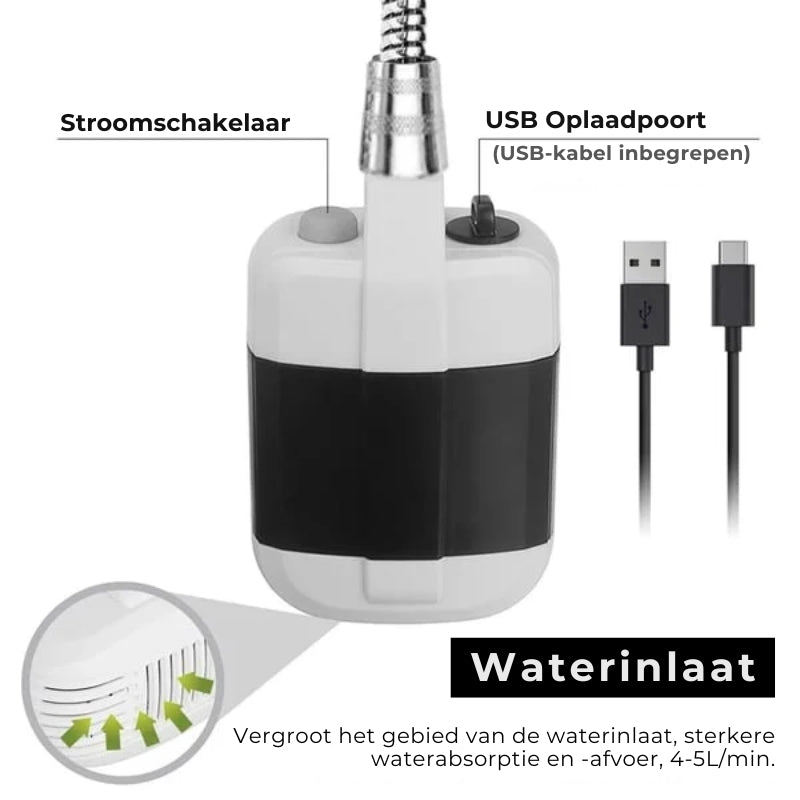 Portable Outdoor Shower with Rechargeable Pump – 2.2L Tank for Camping & Hiking