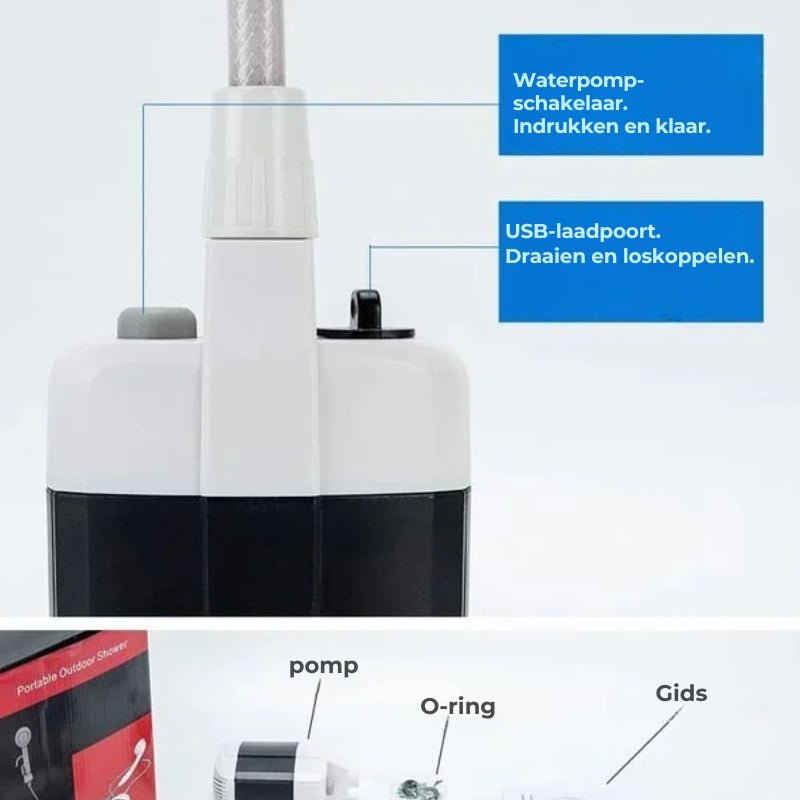 Portable Outdoor Shower with Rechargeable Pump – 2.2L Tank for Camping & Hiking